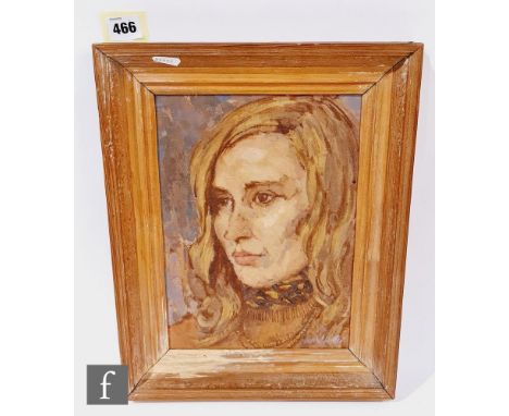 David Hunter (Late 20th Century) - Portrait of a lady with blonde hair, bust length, oil on board, signed, framed, 29cm x 21c