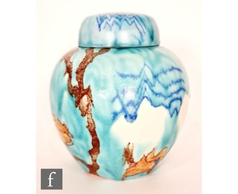 Clarice Cliff - Inspiration Rose - A Ginger jar and cover circa 1930, hand painted with a stylised flowering bough with zigza