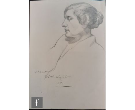 Albert Wainwright (1898-1943) - Portrait study of a lady, bust length, pencil drawing, signed and dated '18, unframed, 22cm x