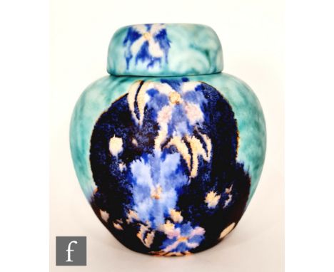 Clarice Cliff - Inspiration Asters - A ginger jar and cover circa 1930, hand painted with abstract panels of stylised flowers