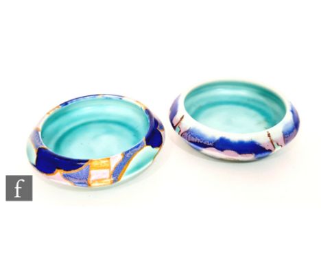 Clarice Cliff - Inspiration Comets - A small roll rim pin dish circa 1930, hand painted to the border with an abstract band i