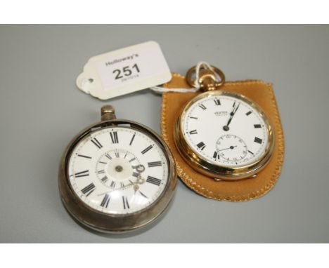A George V twin chapter, pair-cased silver watch, the white enamel dial with inner and outer chapter rings, both with Roman n