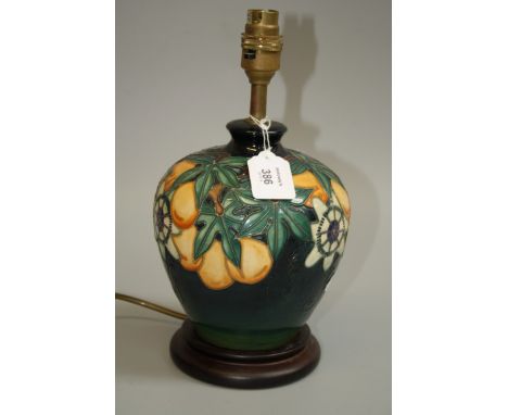 A Moorcroft Magnolia pattern pottery lamp base