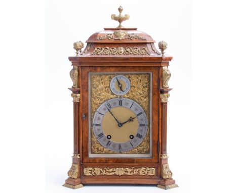 A 20th century Lenzkirch 'Million' 8-day walnut cased bracket clock with gilt metal mounts, the dial with silvered chapter ri