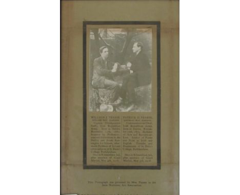 1916: Irish National Aid Association, Pearse (Patrick H. &amp; William J.) A framed black and white Photograph of the two Bro