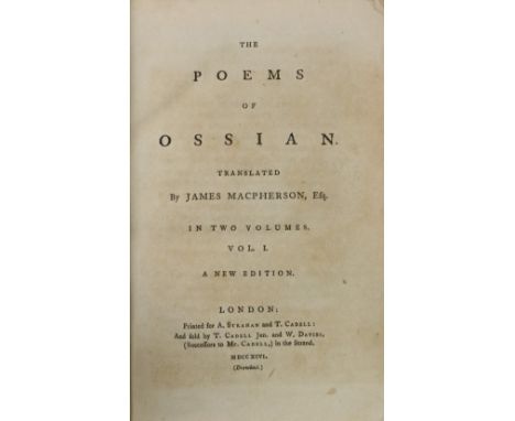 Bindings etc: Macpherson (J.) The Poems of Ossian, 2 vols. L. 1796, cont. full mottled calf; Reynolds (Geo. W.M.) Pickwick Ab