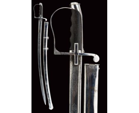 dating: Mid 19th Century provenance: Sardinian Kingdom, Beautiful, curved, single-and-false-edged blade with fine damask jelm