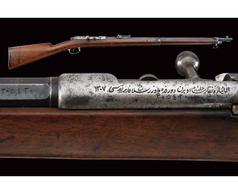 dating: 1887-1890 provenance: Turkey, Round, rifled, 9 mm cal. barrel, provided with front sight and adjustable rear sight, w
