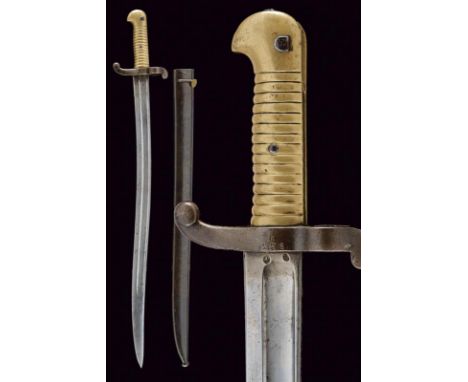 dating: 1860-70 provenance: France, Counter-curved and grooved blade, tip with light pitting. With mark 'S' under star and 'F