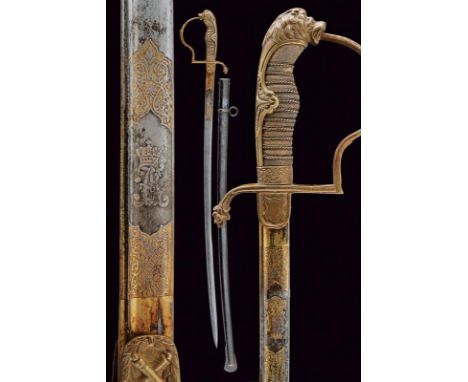 dating: Late 19th Century provenance: Saxony, Slightly-curved blade with jelman, the first part engraved and gilded with roya