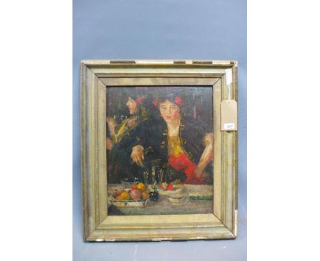 19th Century Continental School, portrait of a Spanish lady, oil on canvas, monogrammed lower right, H.53cm W.42cm 