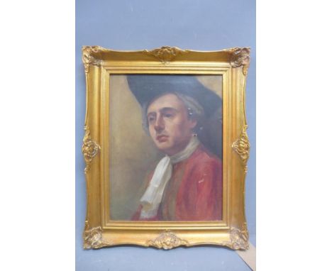Late 19th century British school, Portrait of a Georgian Nobleman, oil on canvas, unsigned, 44 x 34cm (a/f) 