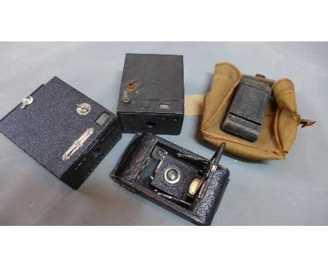 A collection of vintage cameras, to include a Houghton Butcher 'Ensign-Speedy' roll film camera, an Eastman Kodak Co. roll fi