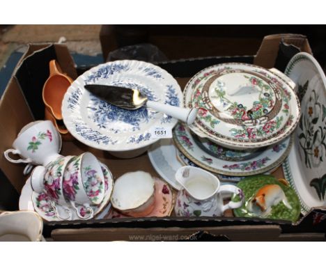 A quantity of miscellaneous china including Tuscan 'Azalea' part Teaset, Royal Worcester cake plate and slice, Portmeirion st
