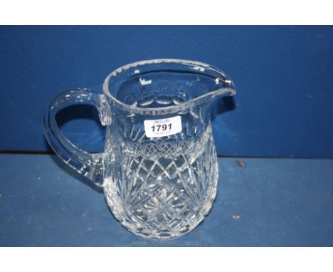 A Galway crystal glass Jug, 7" tall.