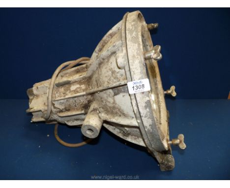 A Vintage Military spot/searchlight, cast butterfly clips "T.G.M. Glasgow".