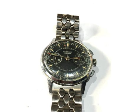 Early Gents Sekonda 19 jewel  chronograph tachymeter russian wristwatch non working case measures without lugs or wider 36mm 