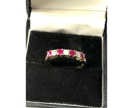 18ct gold ruby &amp; diamond half eternity 0.25TCW dia weight 3.3g 