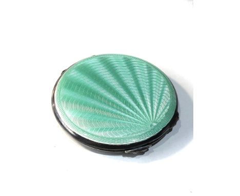 Antique silver and enamel compact measures approx 8.2cm dia enamel in good condition 