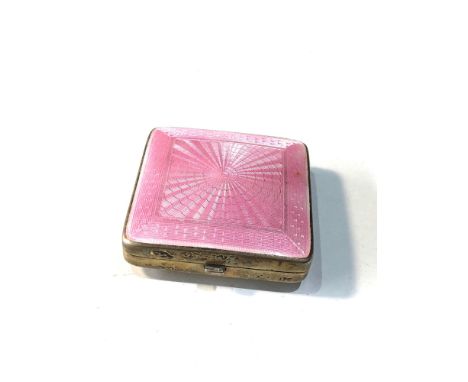 Silver and enamel compact measures approx 4.3cm sq Birmingham silver hallmarks enamael in good condition 
