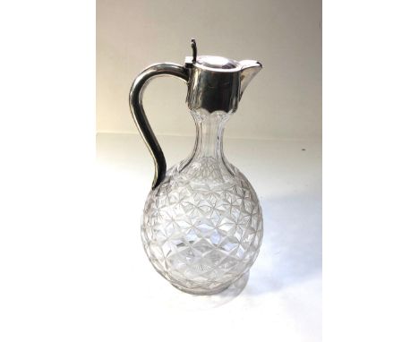 Antique silver and cut glass claret jug london silver hallmarks measures approx 25cm tall in good condition please see images