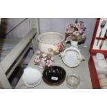A floral decorated chamber pot, floral encrusted o