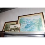 An oak framed coloured print 'Morning in the Highl