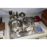 A collection of silver plated ware to include sauc