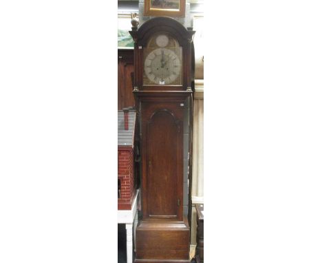 James Yardley, Bishops Stortford, an eight day longcase clock with silvered and brass arch dial, subsidary second and date, i