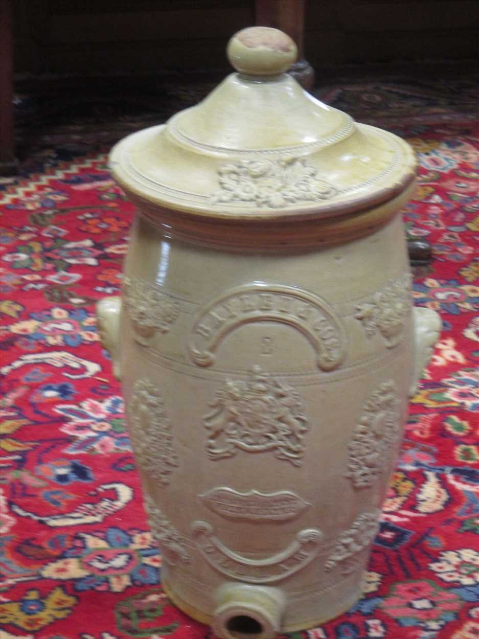 A Victorian stoneware water filter in Cheffins Fine Art