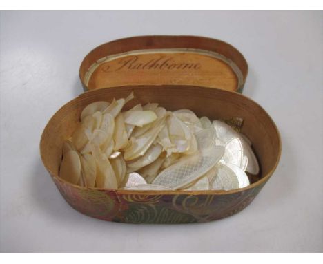 A quantity of Chinese mother of pearl gaming counters, together with a Greek white metal icon, and an enamel and brass plaque
