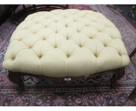 Button square stool on cabriole legs, 81cm square