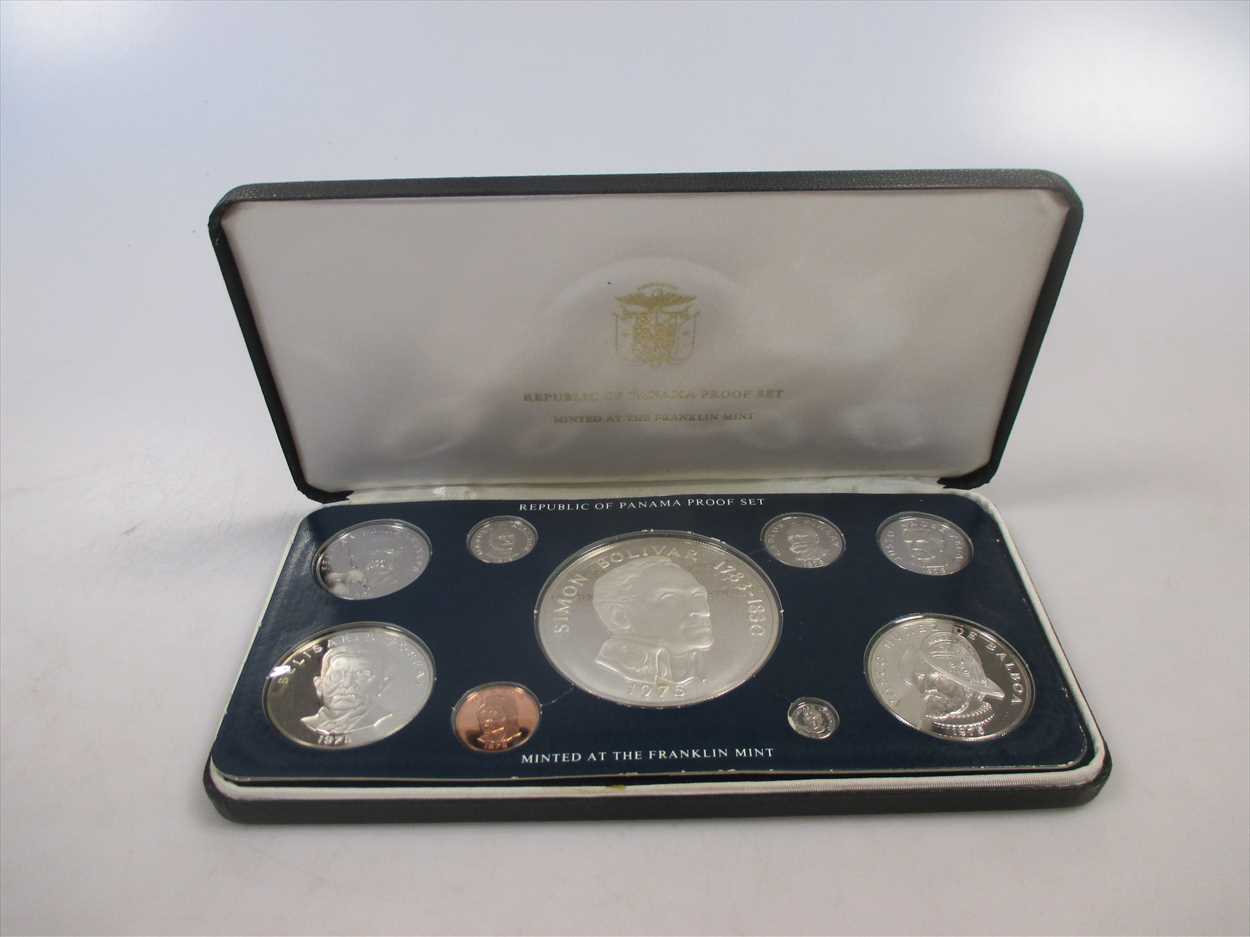 Seven coin sets to include silver proof sets franklin mint etc in ...