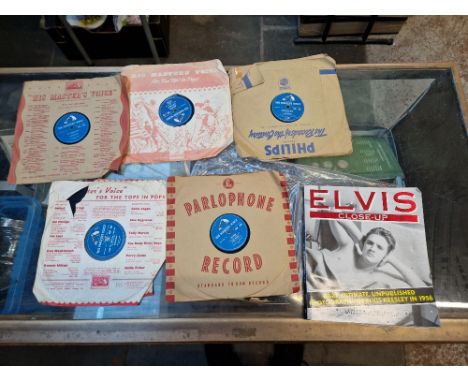 Six vintage Elvis Presley records together with an 'Elvis close up' book. 