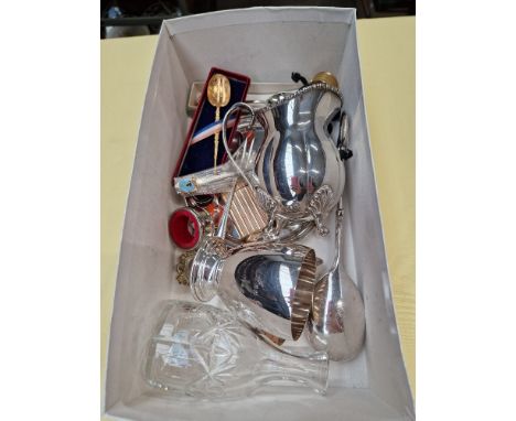 A mixed lot including hallmarked silver, Dupoint lighter, Bueche Girod clock etc. 