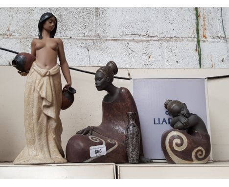 Three Lladro African style figures - one with boxCondition:- Good, no sign of any damage or repair.