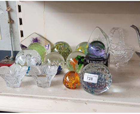 A collection of paperweights and glass to include Caithness 