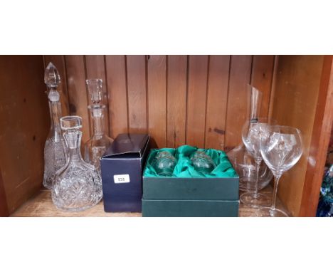 Lead crystal - Galway crystal boxed pair of brandy glasses and a pair of large wine glasses, a boxed pair of Stuart Crystal b