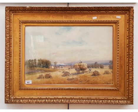 George Russell Gowans (1843-1924), watercolour, 'Harvest Day, East Lothian', 53cm x 35.5cm, signed 'G R Gowans' to lower righ