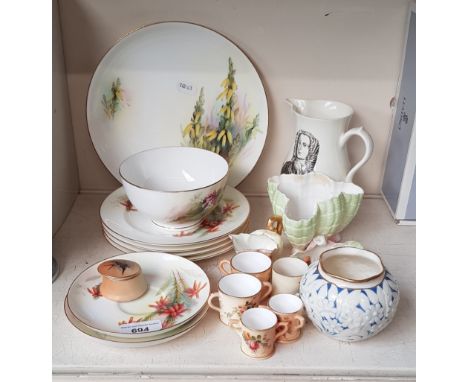 Royal Worcester including Botanical tableware (c.1917), miniature tygs (c.1910), shell dish (c.1950s), etc, approximately 19 