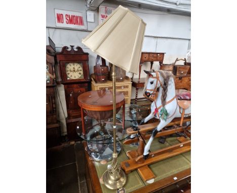 A vintage brass standard lamp. 