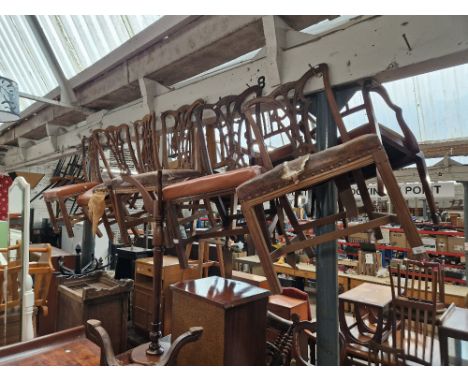 A set of six mahogany Chippendale style dining chairs (as found). 