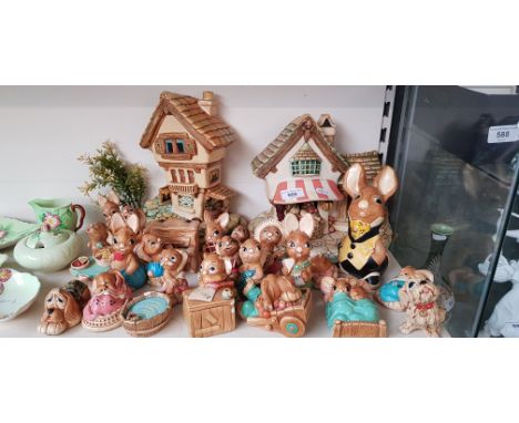 Collection of Pendelfin figures and houses 