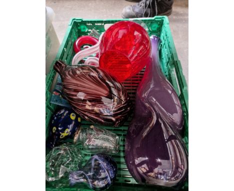 A box of Caithness, Krosno and others.11 pieces of Art glass including 