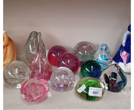 12 glass paperweights including Strathearn, Caithness etc. 