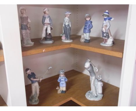 A collection of five Lladro figures and three Nao figures - all good condition