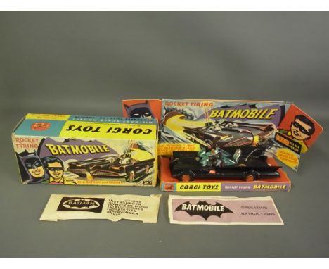 Corgi no. 267 - Batmobile Rocket Firing with Bateman & Robin  card insert and instructions Condition report: Boxed, in good c