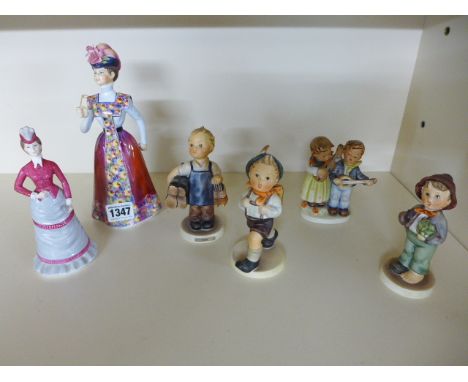 Four Hummel figures and two Francesca ladies - all good condition