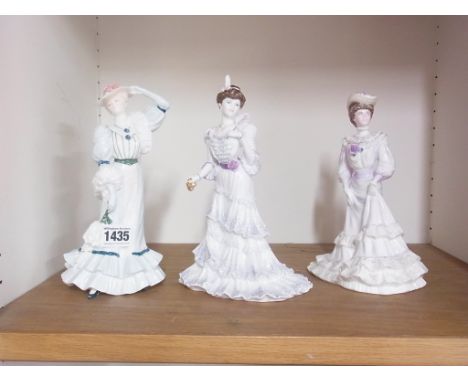 Three Coalport figurines including Eugene, First Night at the Opera, Louisa at Ascot and Beatrice at the Garden Party - in go