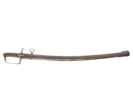 Italian 1833 pattern mounted artillery sword.  Italian 1833 pattern mounted artillery sword, the curved fullered blade with s